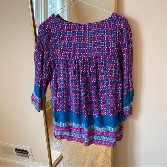 Blue and Purple 3/4 sleeve tunic - Picture 3 of 3